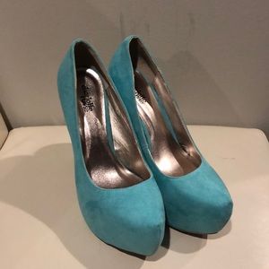 Teal suede heels